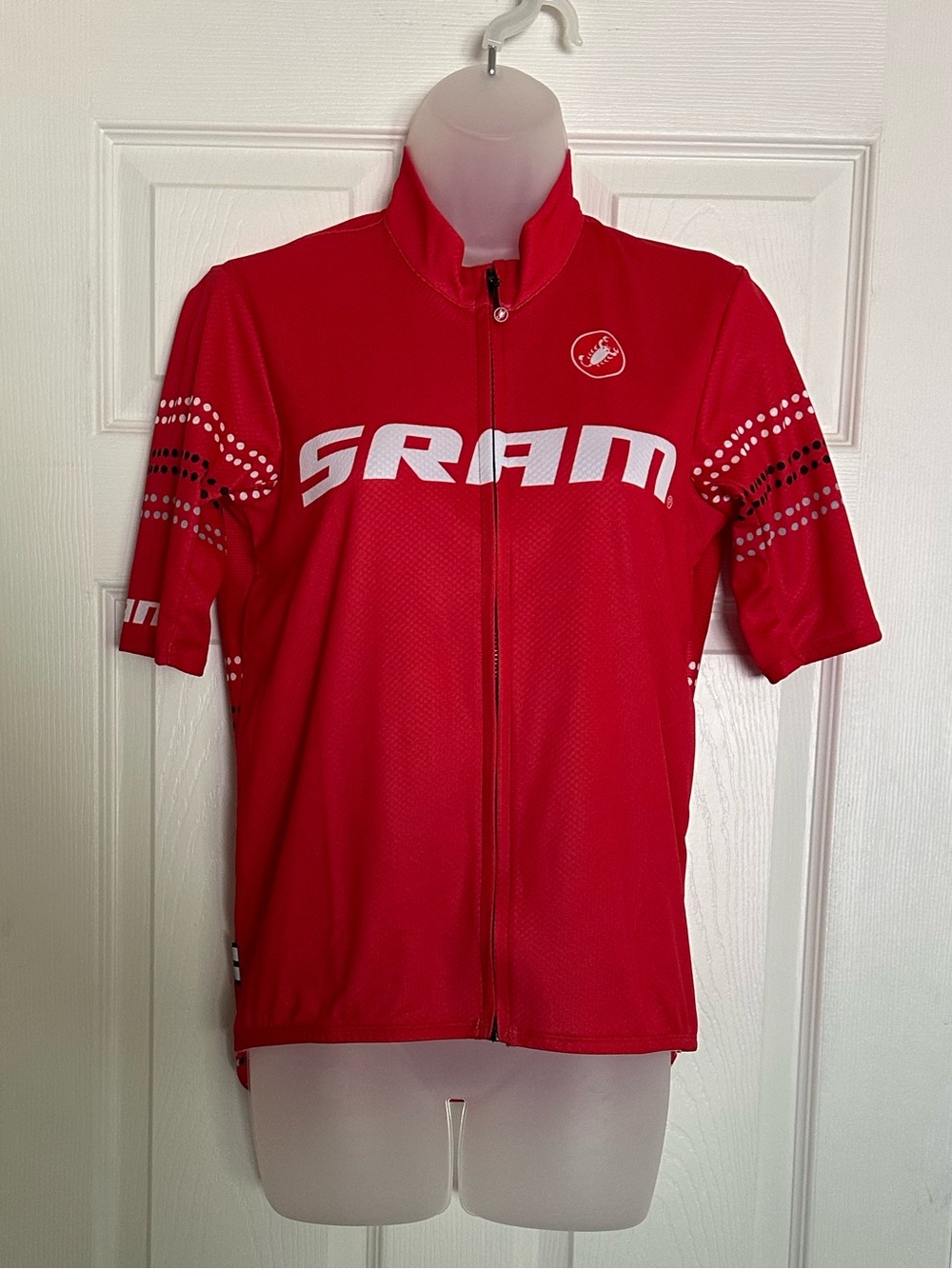 Castrelli Red Cycling Jersey - Short Sleeve with sponsor logos Moab Camp